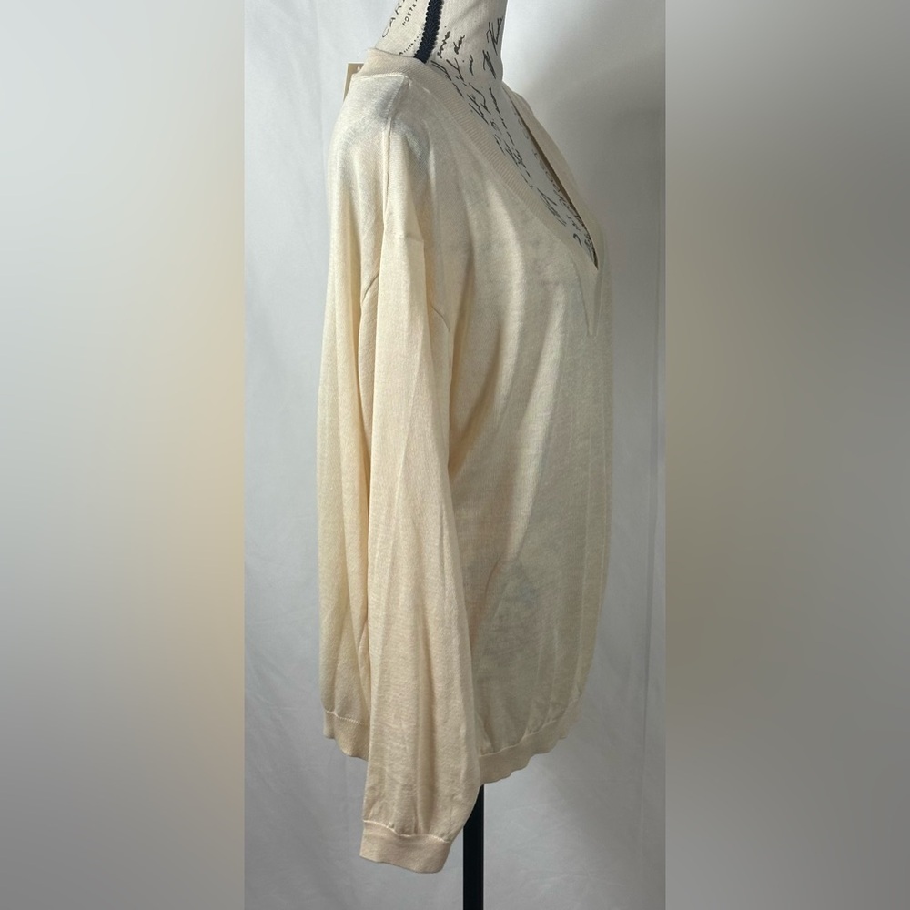 A New Day Women's Fine Gauge V-Neck Pullover Sweater – Size XL | Beige | NWT - Picture 4 of 11